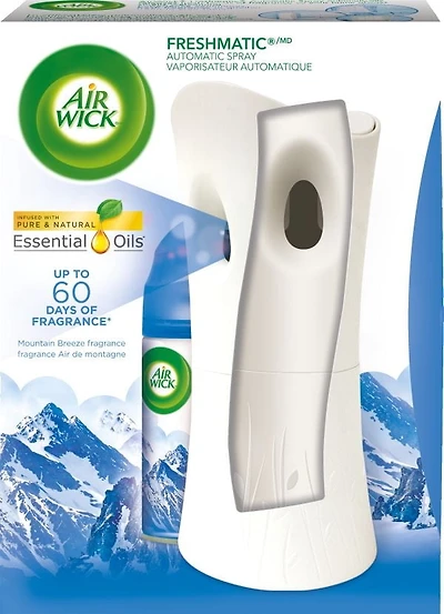 AirWick Freshmatic Air Freshener, Automatic Spray Kit, Mountain Breeze, 1 Device + 1 Refill
