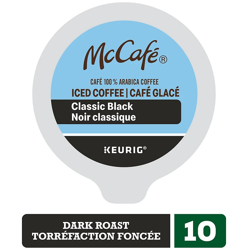 McCafé café glacé Noir classique, torréfaction foncée, capsules K-Cup. 10 unités