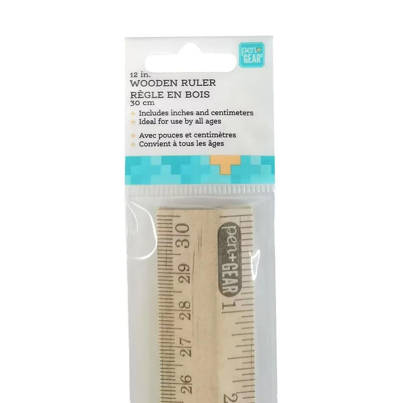 Règles en bois Pen + GEAR, 12 pouces (30 cm) – Emballées dans un sachet plastique imprimé | Qualité éducative