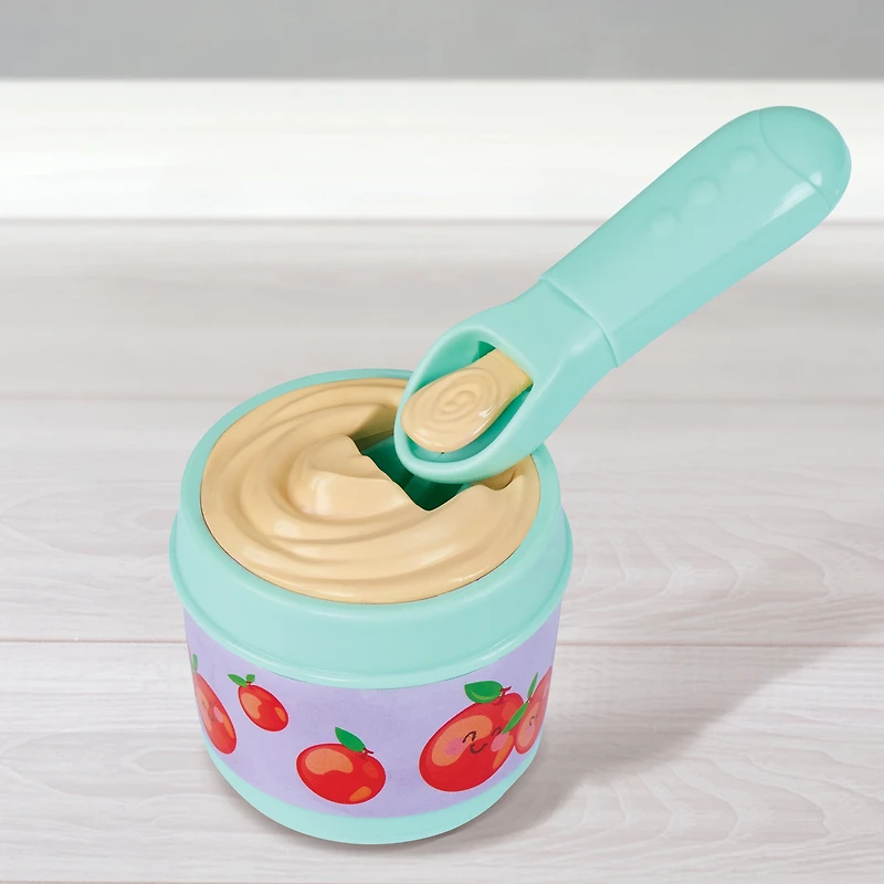 My Sweet Baby – Ensemble Repas avec Poupée Bébé 14 pouces, Tenue Grise, 12 Pièces