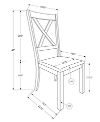 Monarch Specialties  Chaise De Salle À Manger, Ensemble De 2, Coté, Rembourré, Cuisine, Salle À Manger, Tissu Gris, Cadre En Bois Gris, Transitionnel