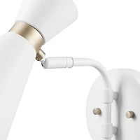 1-Light White Wall Sconce with Matte Brass Accents, 91004414