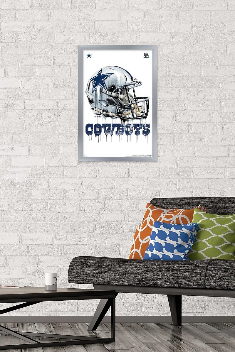 NFL Dallas Cowboys - Drip Helmet 20 Wall Poster, 22.375" x 34" Framed