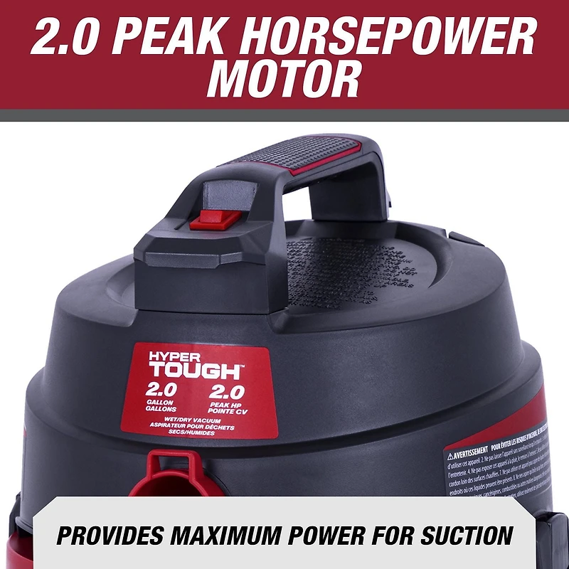 Hyper Tough 7,6 Litres Polyéthylène Aspirateur Eau Et Poussière Hyper Tough 7.6L (2 Gal.) Aspirateur eau et poussières de 2,0 CV avec accessoires