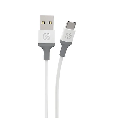 Scosche CA4WG-SP Strikeline USB-A to USB-C Charge & Sync Cable 4-ft. White/Gray, 4ft Cable for USB-C Devices
