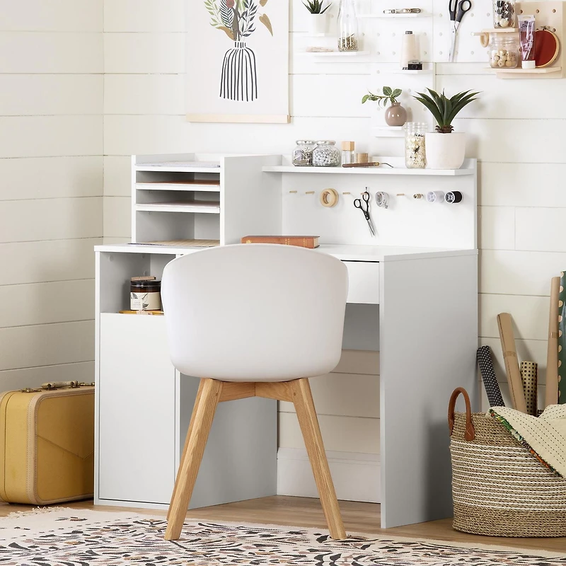South Shore Crea Table de bricolage avec huche-Blanc solide