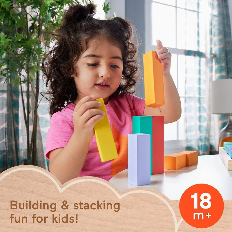 Fisher-Price Blocs à empiler en bois, 65 éléments en bois