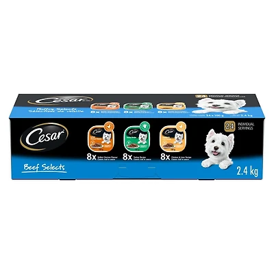 Nourriture humide pour chiens adultes CESAR pain classique en sauce Sélections de volaille - format variété 24x100g