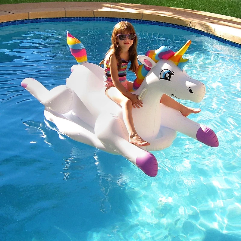 Blue Wave Cloud Rider Rainbow Unicorn Inflatable Ride-On Pool Float
