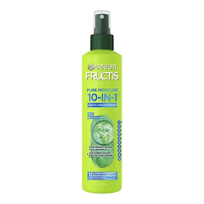 Garnier Fructis Pure Moisture Spray sans Rinçage 10-en-1 Pour Cuir Chevelu et Cheveux Secs, Traitement Hydratant, avec Acide Hyaluronique - 239ml 10 avantages immédiats