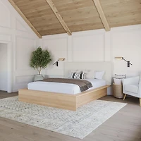 Lit plateforme Queen Size Jane avec tête de lit rembourrée