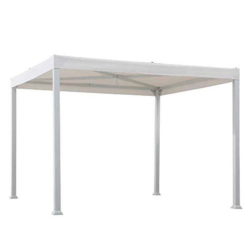 Sunjoy Pergola moderne en acier 10 x 10 pi avec auvent , blanc