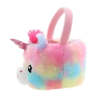 Façon de célébrer le panier en peluche de la licorne, arc-en-ciel