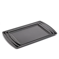 Mainstays 3PC Ensemble de Cookies Antiadhésives, 11,2" x 17,2", 10,2" x 15,2", 9,2" x 13,2", Gris MS 3PC Ensemble de Cookies Antiadhésives