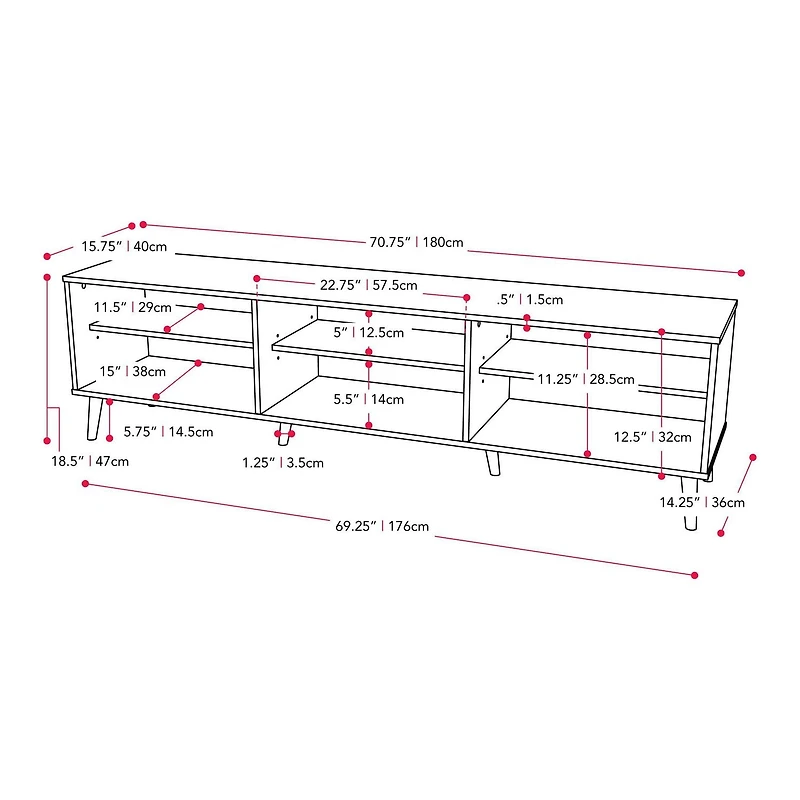 CorLiving Cole Modern Engineered Wood TV Stand with Open Shelves for Most TVs up to 85"