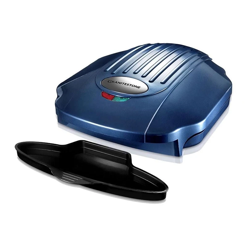 Gril Électrique d’Intérieur Granitestone Diamond Infusé à Pointes, Ultra-Durable et Antiadhésif, Cuisson Rapide avec Pointes Chauffantes, Bleu Classique