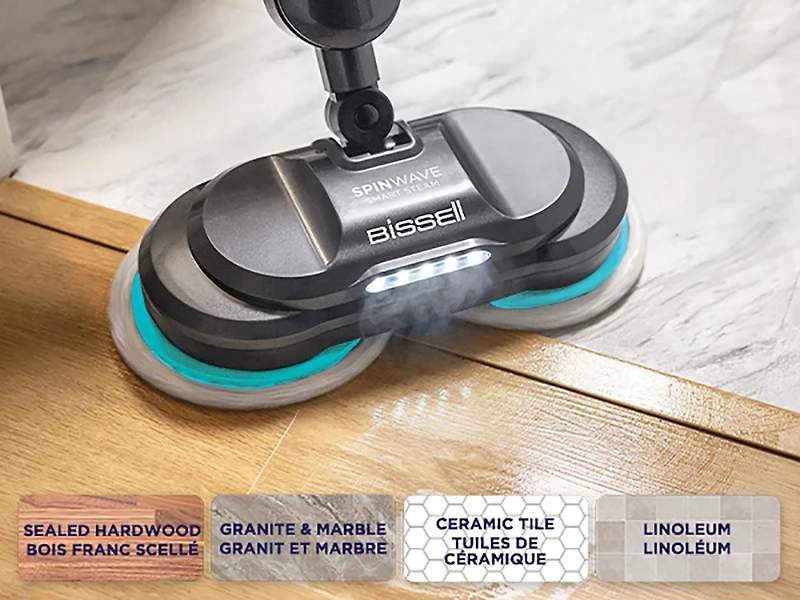 BISSELL® SpinWave® SmartSteam™ Vadrouille à vapeur pour le récurage et l’assainissement
