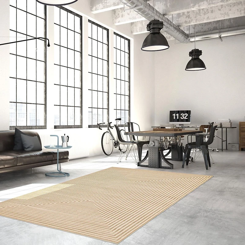 ECARPET Modern Area Rug for Dining Room, Living Room, Bedroom or Den Trona Ivory