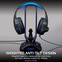 ENHANCE Gaming Headset Stand - LED Headphone Hanger with Mouse Bungee and 2 Port USB Hub