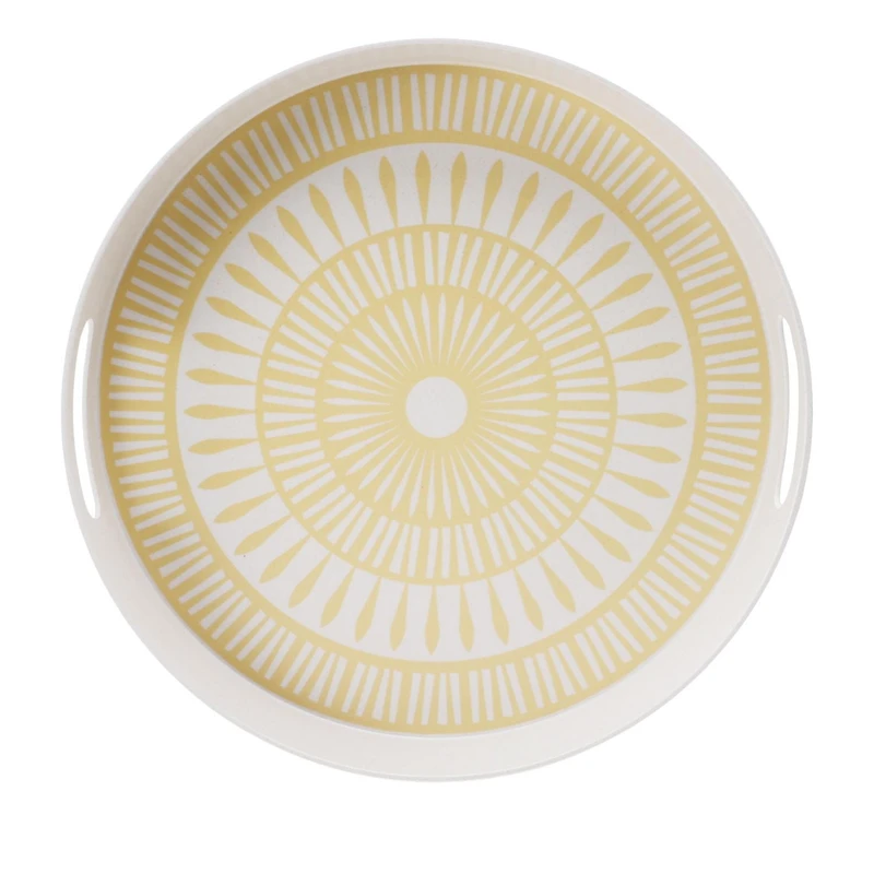 Hometrends Lemon Bamboo Melamine Round Tray 15.75 Inch 1pc