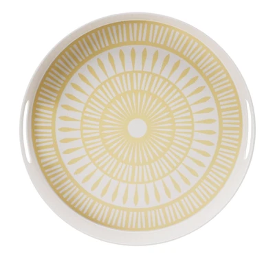 Hometrends Lemon Bamboo Melamine Round Tray 15.75 Inch 1pc