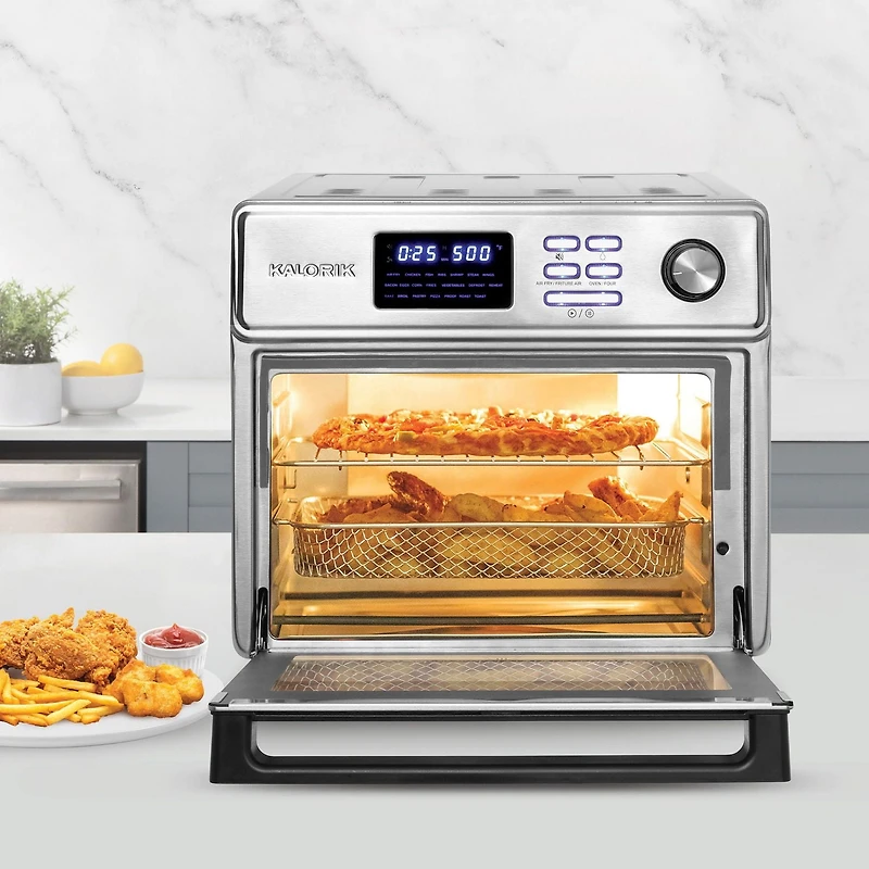 Kalorik MAXX 26QT Air Fryer Oven with 21 Presets, 500F Searing temp and 5 Accessories, Stainless Steel (AFK26SD5SS43), Single Door Air Fryer with 5 Accessories