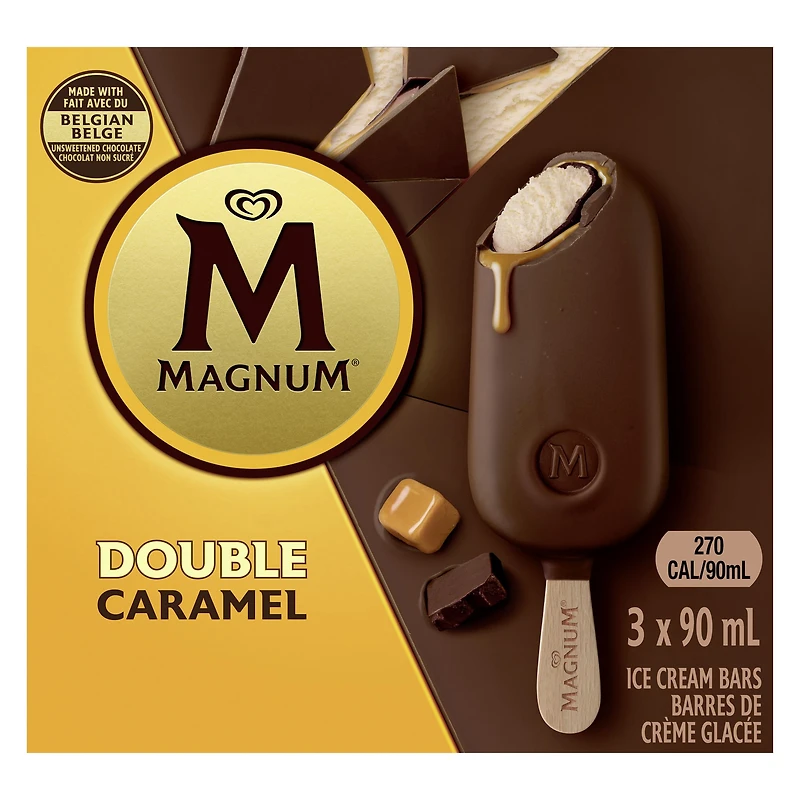 Barre de crème glacée Magnum Double Caramel 3 x 90 ml