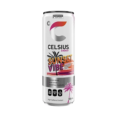 Celsius Sunset Vibe Energy Drink 355mL, Can, Celsius Sunset Vibe Energy Drink 355 mL, Can