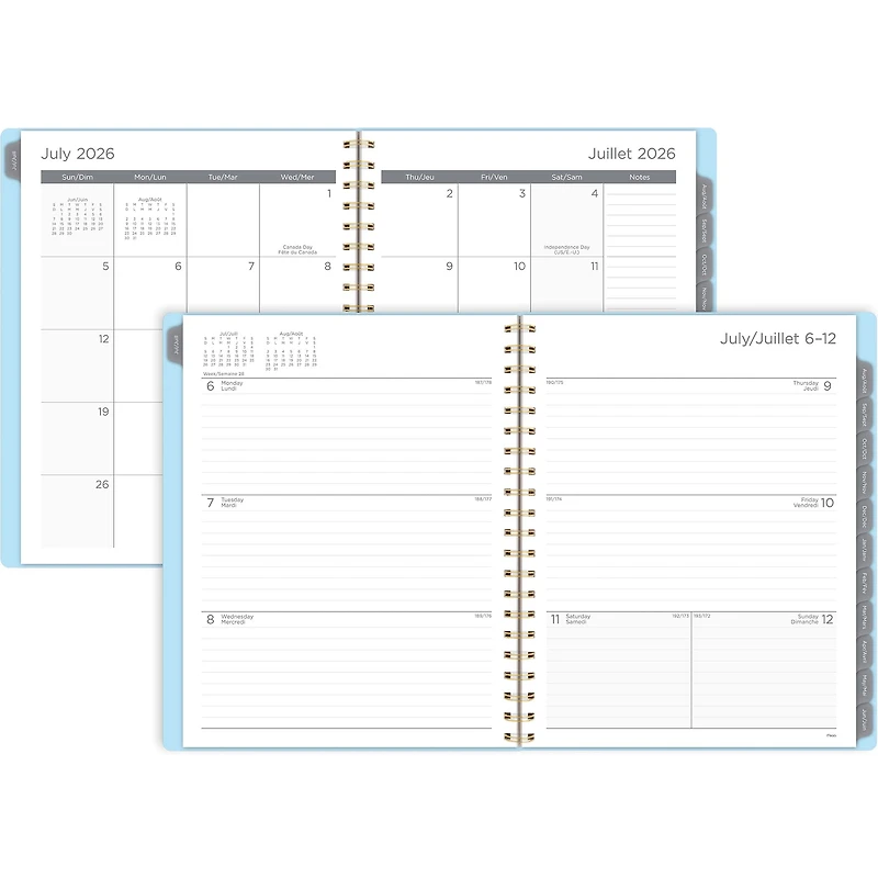 Agenda scolaire hebdomadaire et mensuel format grand Mead® Nœuds cerise 2026‑2027