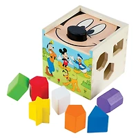 Melissa & Doug Cube de tri des formes en bois Mickey Mouse Disney Baby Baby - Jouet éducatif avec 9 formes