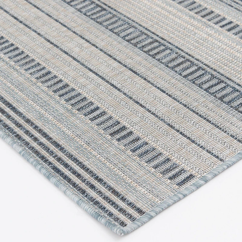Hayweld Vanilla White and Blue Woven Area Rug