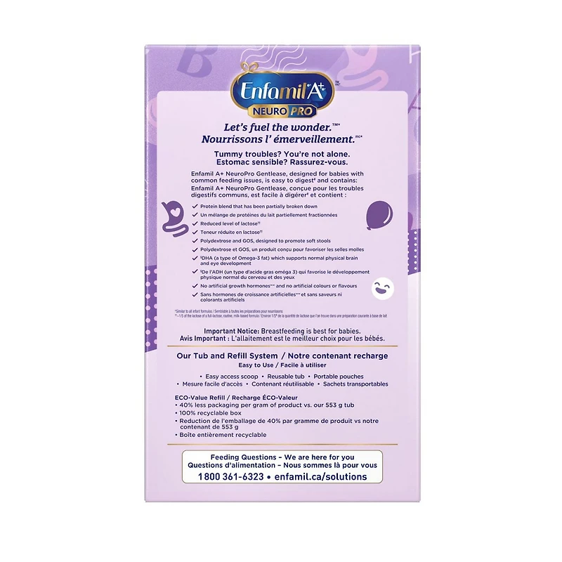 NeuroPro™ Gentlease, Baby Formula, 0-12 months, Powder Refill, 862g (2x431g)