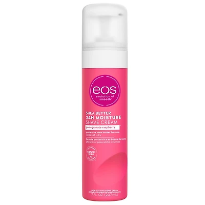 Crème de rasage eos Shea Better pour femmes à la grenade et à la framboise, 24 h d’hydratation 207 ml