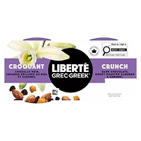 Liberte Greek 2% Vanilla Bean Yogurt Crunch Cups with Dark Chocolate, Salted Almonds, and Caramel Toppings, 2x130g