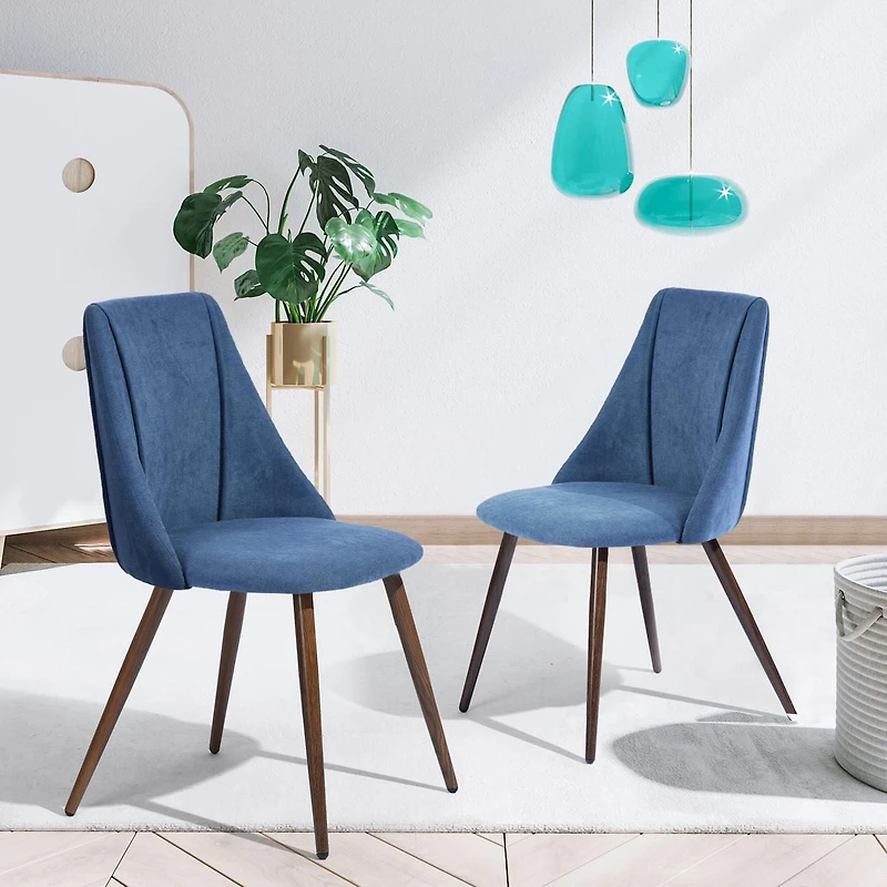 Homycasa Set of 2 Dining Chairs - Upholstery Side Chair with Backrest Metal Legs for Dining Room Kitchen