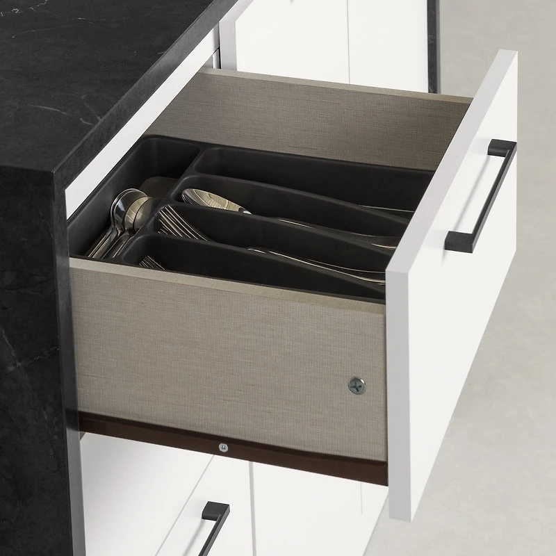 Îlot de cuisine avec rangement, fini Fausse Pierre Noire et Blanc, collection Myro de Meubles South Shore