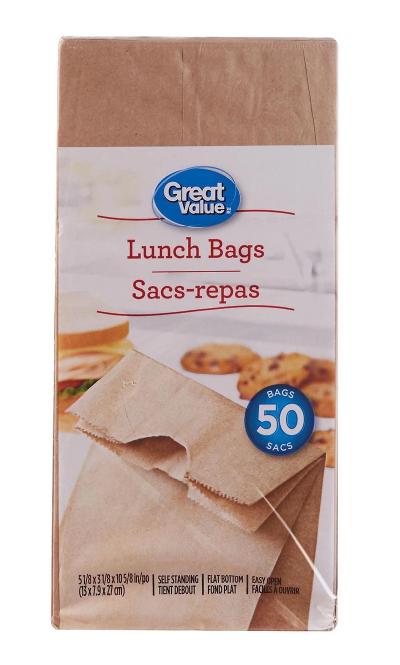 Great Value Lunch Bags, 50 Bags