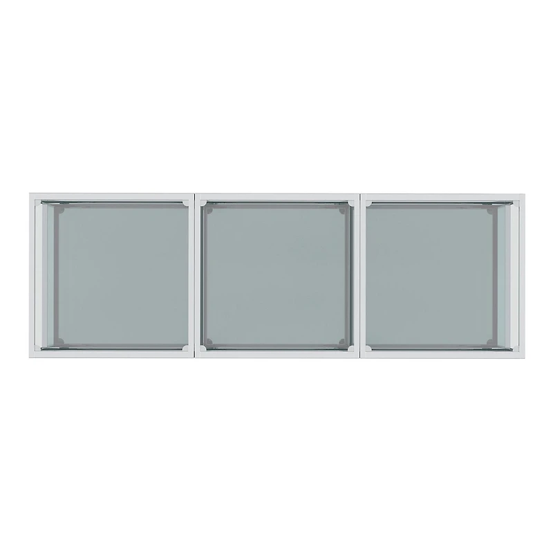 Table de Basse Petite Contemporaine en Métal et Verre, Jeu de 3 - Argent