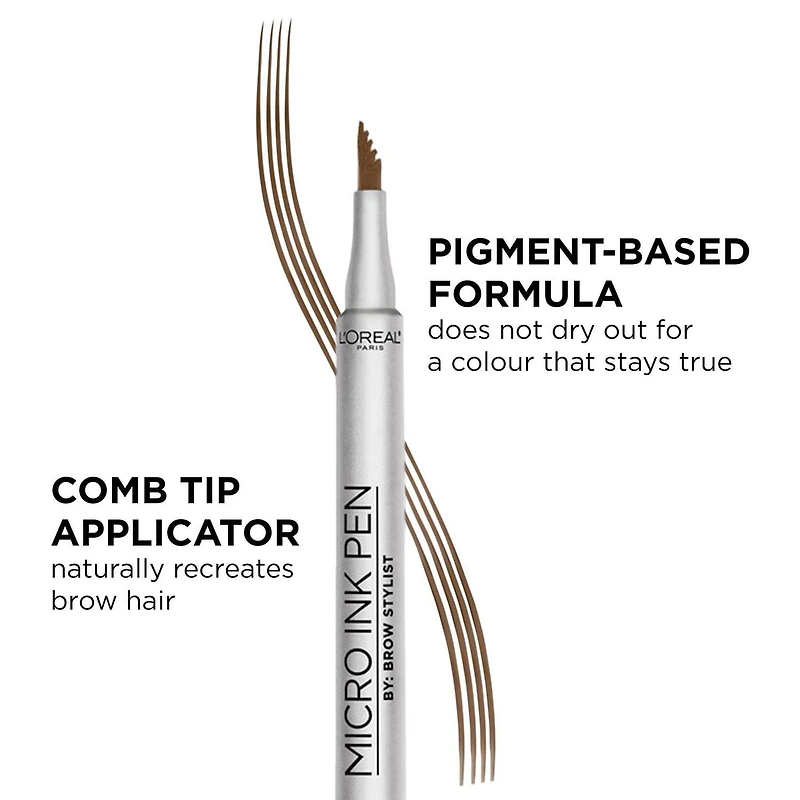 L'Oréal Paris Micro Ink Pen par Brow Stylist, Stylo Microblading , Jusqu'à 24H Teinte, Brunette Claire Tenue Toute La Journée.