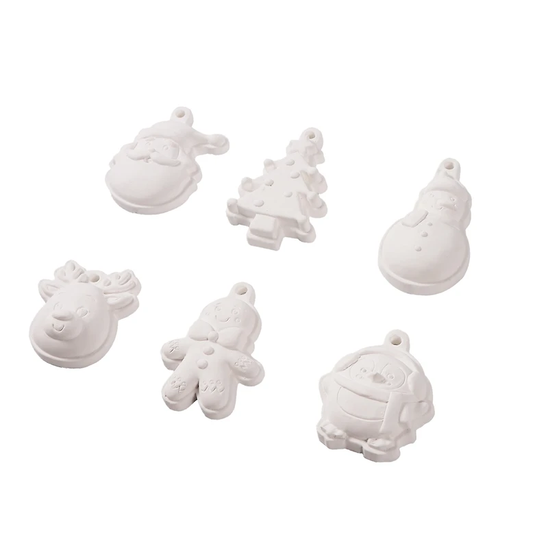 Christmas CYO Plaster Set for Kids DIY Paint with Three Brushes and Eighteen Paint Pots Holiday Time