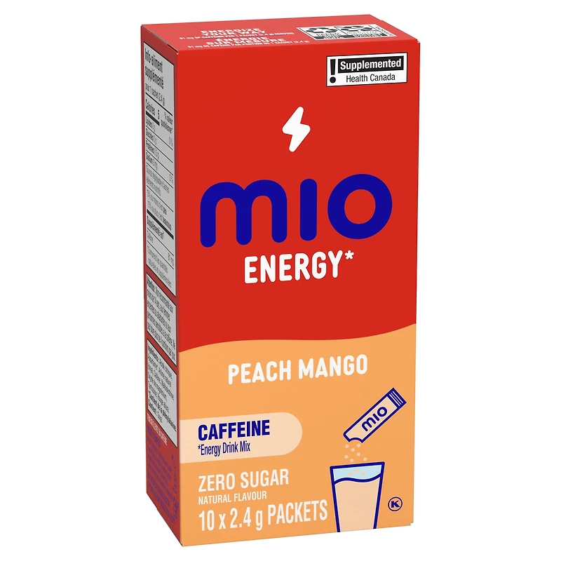 Mio Energy Peach Mango Energy Drink Mix, 2.4 G Packets, 10 Ct Box, Powders, 10pk