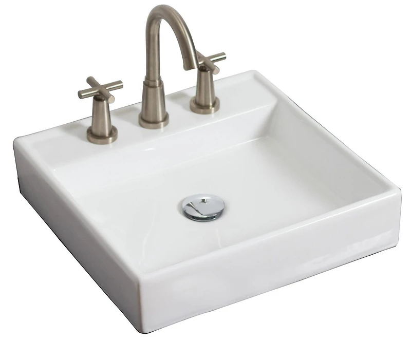 American Imaginations 17.5-in. W Above Counter White Bathroom Vessel Sink Set For 3H8-in. Center Faucet AI-33902