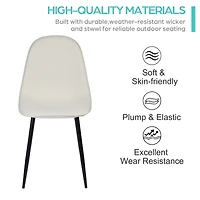 Homy Casa Set of 4 Modern Dining Chairs with Metal Legs and Upholstery Seats for Kitchen Café, Cream Fabric