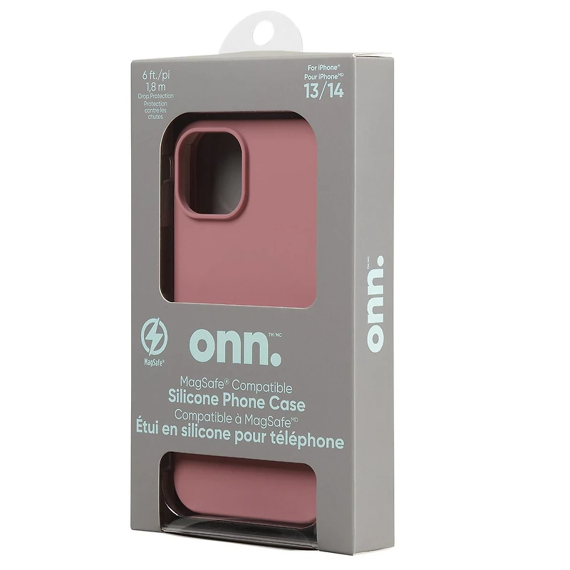 Étui en silicone compatible MagSafe de onn. pour iPhone 13 et iPhone 14