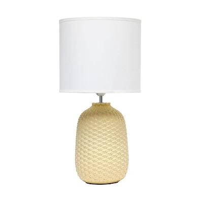 Simple Designs 20.4" Tall Traditional Ceramic Purled Texture Bedside Table Desk Lamp with Fabric Drum Shade for Home Decor, Bedroom, Living Room, Entryway, Office