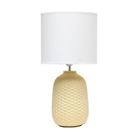 Simple Designs 20.4" Tall Traditional Ceramic Purled Texture Bedside Table Desk Lamp with Fabric Drum Shade for Home Decor, Bedroom, Living Room, Entryway, Office