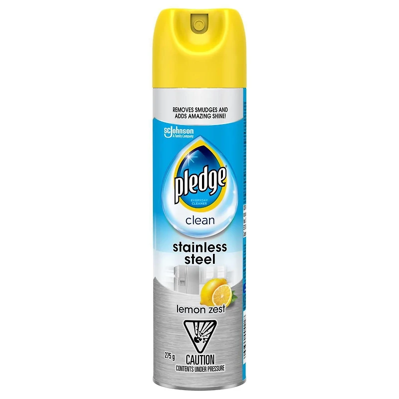 Pledge Stainless Steel Cleaner and Polish, Lemon Zest Scent, 275g