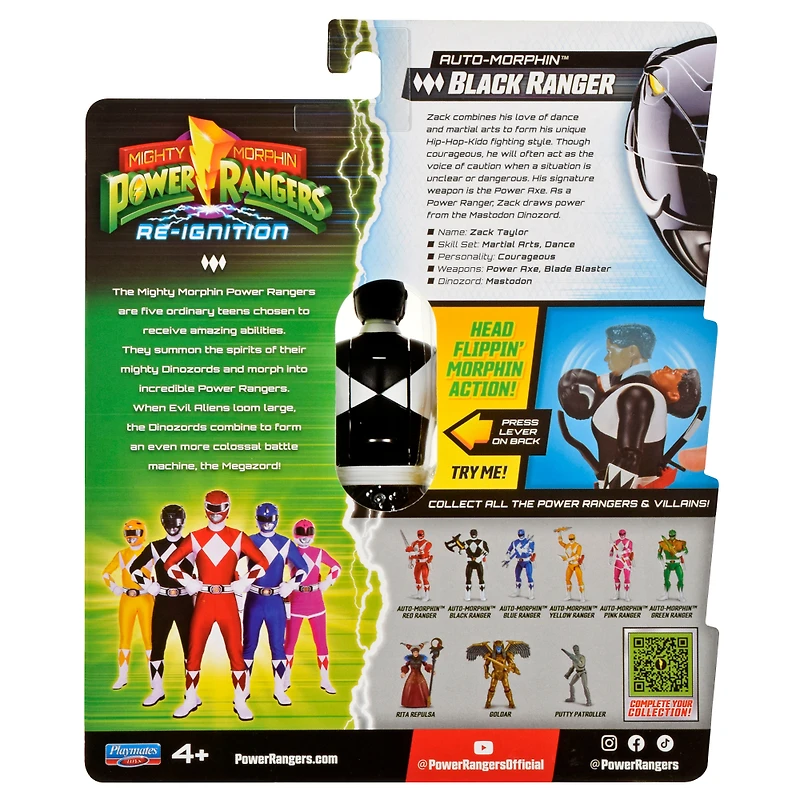 Mighty Morphin Power Rangers: Re-Ignition - Auto-Morphin Black Ranger Action Figure by Playmates Toys