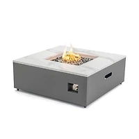 Danby Engineered Marble Convertible Propane Fire Table , Square, White and Grey