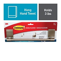 Command™ Bath Hand Towel Bar BATH41-SN-EF, Satin Nickel, 3 lbs (1.4 kg)